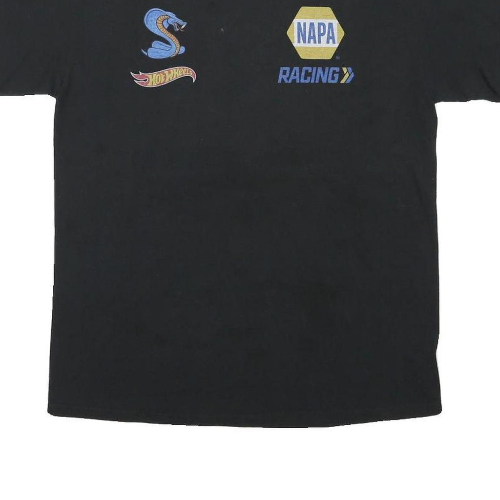 PORT AND COMPANY Mens Black Racing Graphic T-Shirt M Short Sleeve Crew Neck