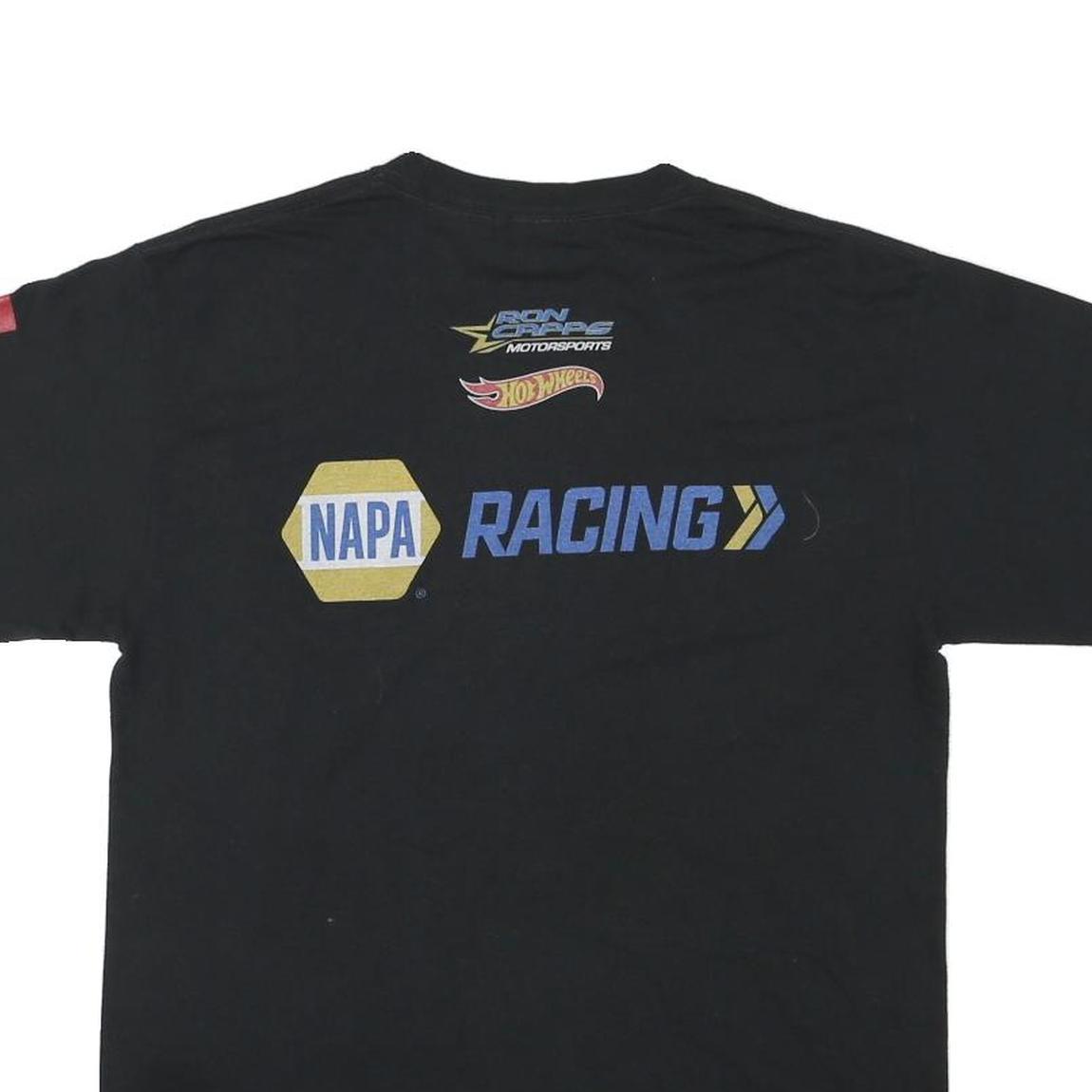 PORT AND COMPANY Mens Black Racing Graphic T-Shirt M Short Sleeve Crew Neck