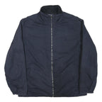 NAUTICA Mens Navy Blue Cotton Blend Zip Jacket L Plain Casual Outerwear