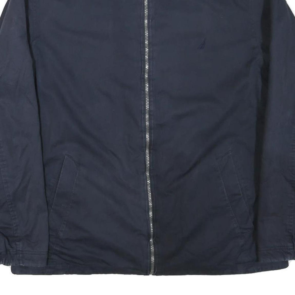 NAUTICA Mens Navy Blue Cotton Blend Zip Jacket L Plain Casual Outerwear