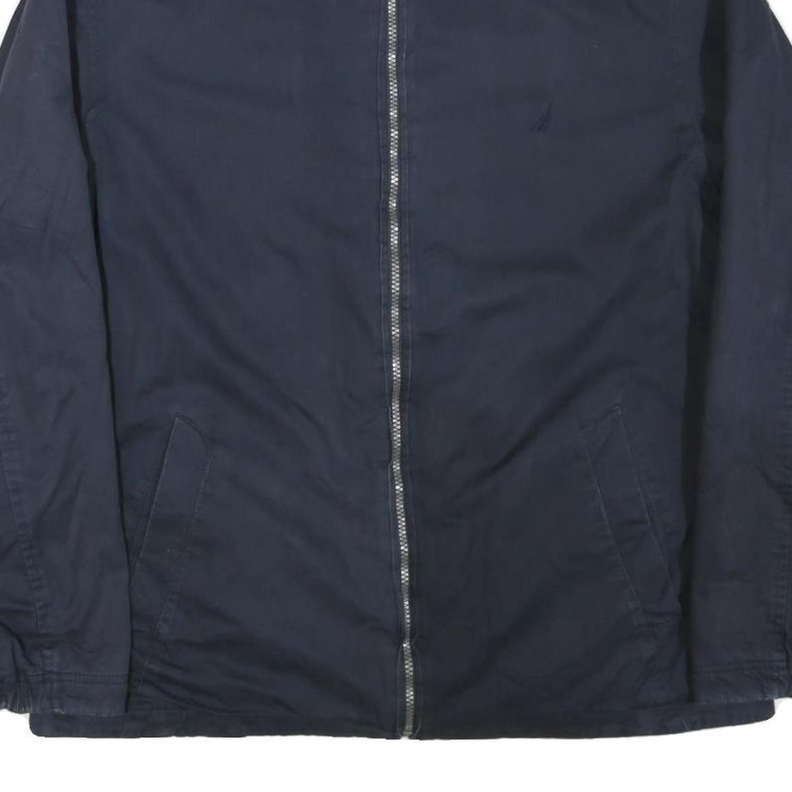NAUTICA Mens Navy Blue Cotton Blend Zip Jacket L Plain Casual Outerwear