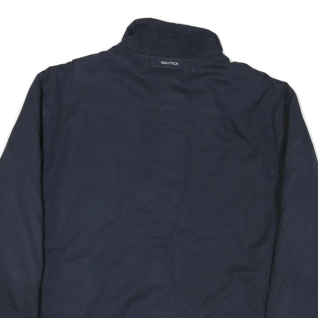 NAUTICA Mens Navy Blue Cotton Blend Zip Jacket L Plain Casual Outerwear