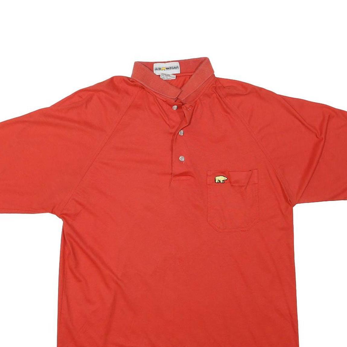 JACK NICKLAUS Mens Red Polo Shirt M Cotton Blend Short Sleeve Plain Pocket