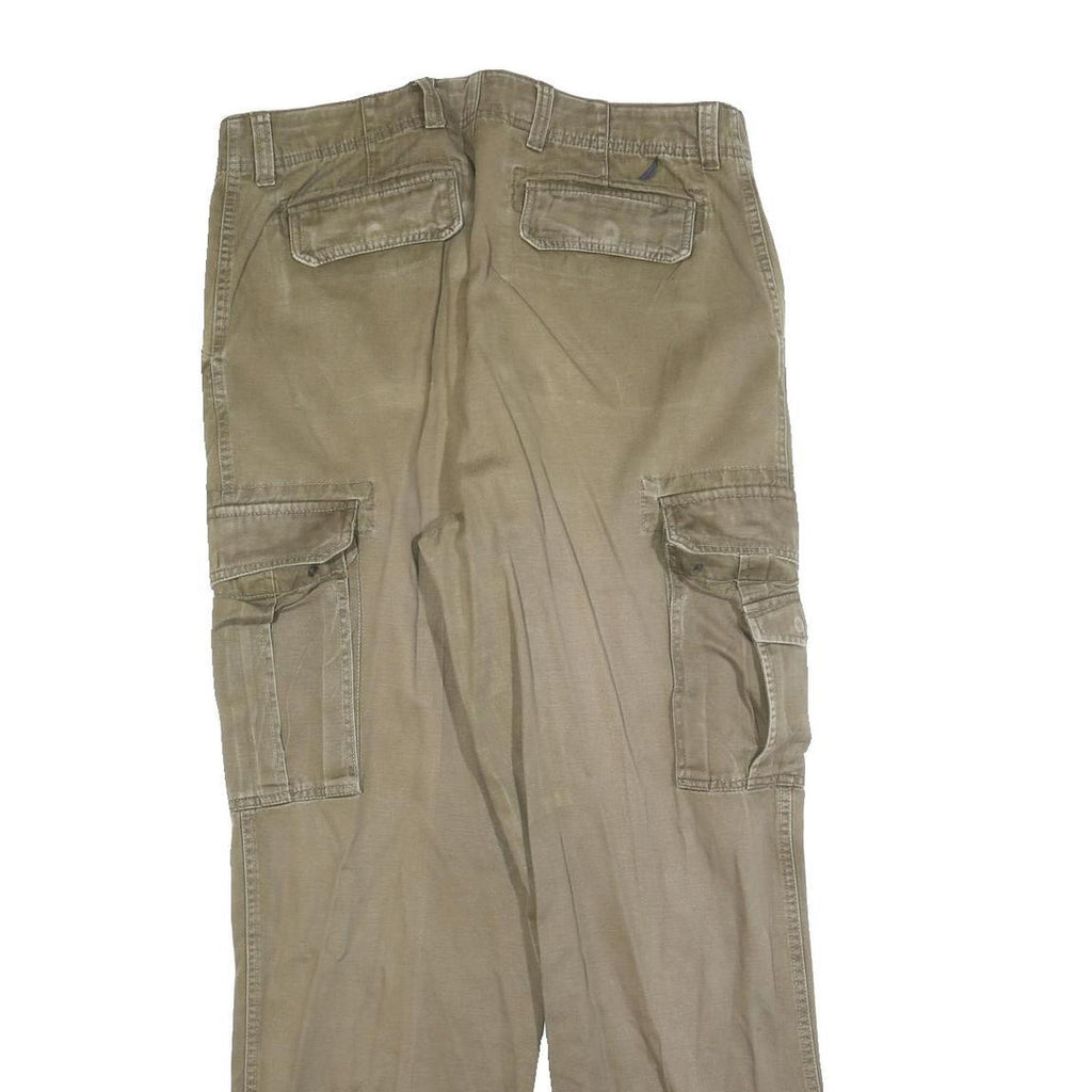 NAUTICA Mens Relaxed Beige Cargo Cotton Blend Zip Trousers W34 L32 Casual