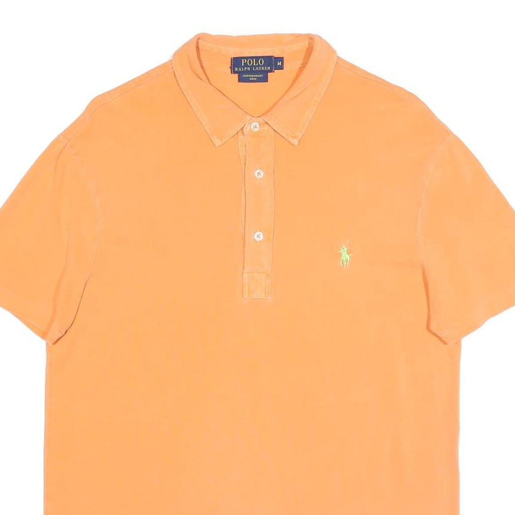POLO RALPH LAUREN Mens Orange Cotton Blend Short Sleeve Plain M Polo Shirt