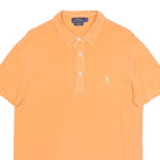 POLO RALPH LAUREN Mens Orange Cotton Blend Short Sleeve Plain M Polo Shirt