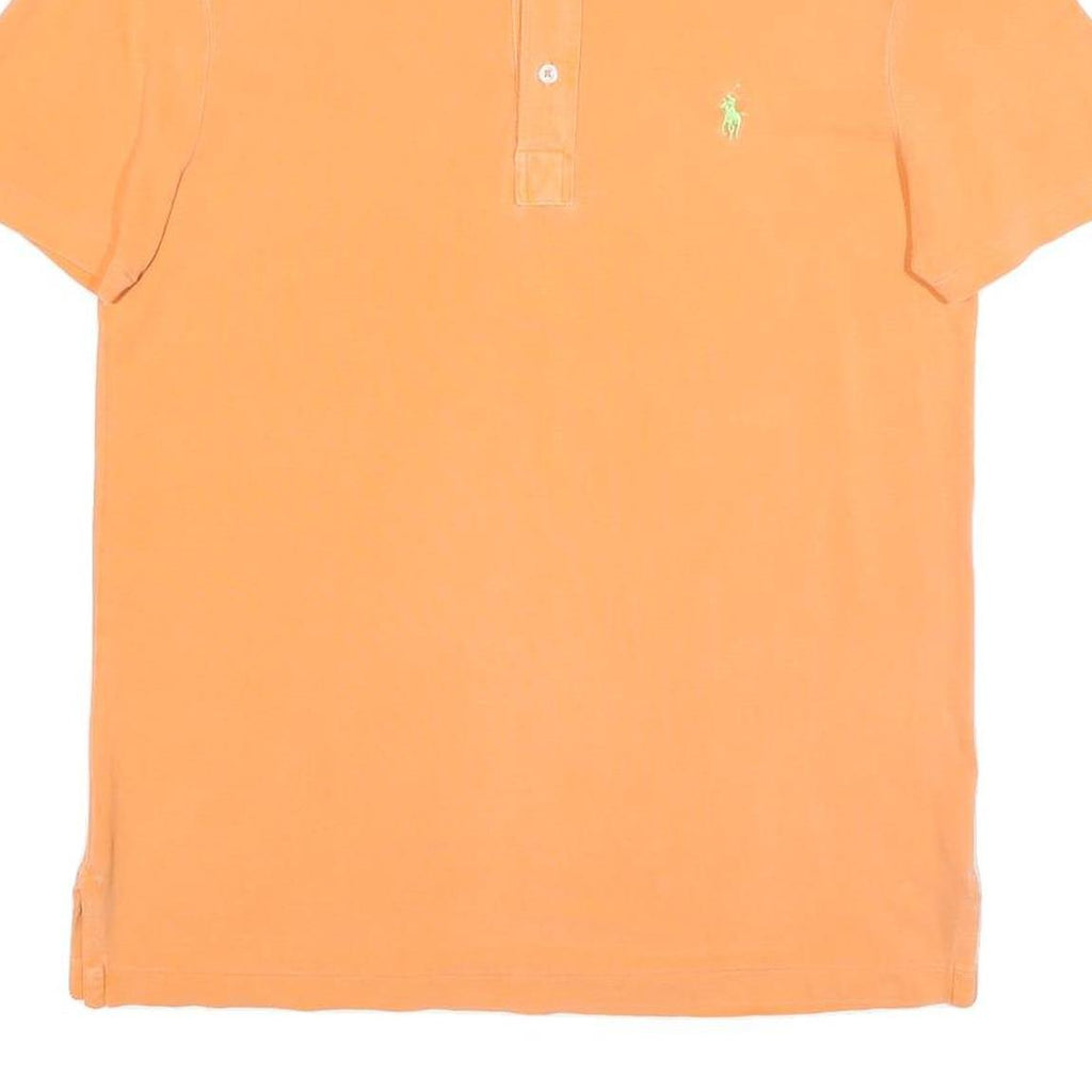 POLO RALPH LAUREN Mens Orange Cotton Blend Short Sleeve Plain M Polo Shirt