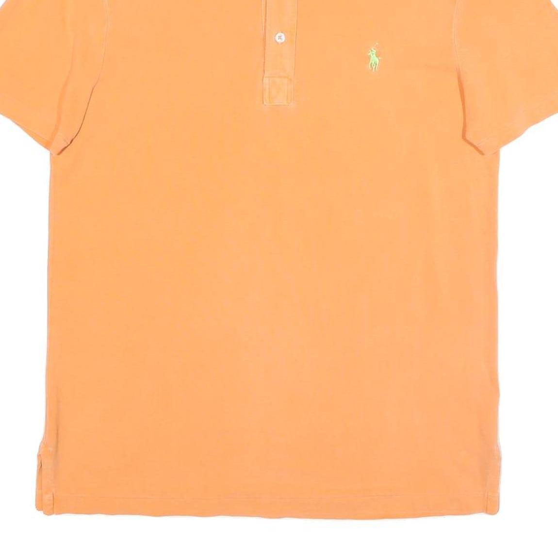 POLO RALPH LAUREN Mens Orange Cotton Blend Short Sleeve Plain M Polo Shirt