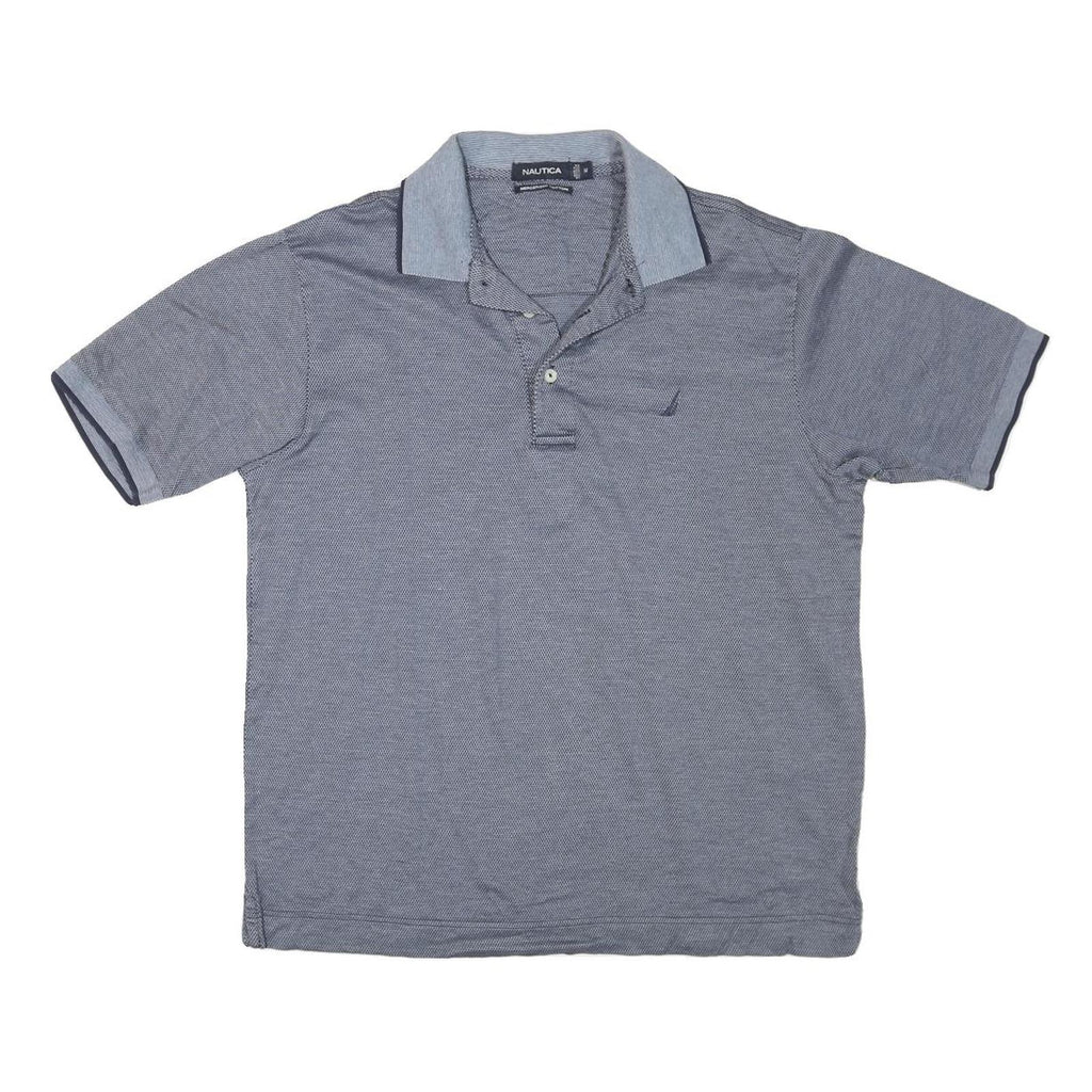 NAUTICA Mens Blue Short Sleeve Plain Polo Shirt M Cotton Blend Casual