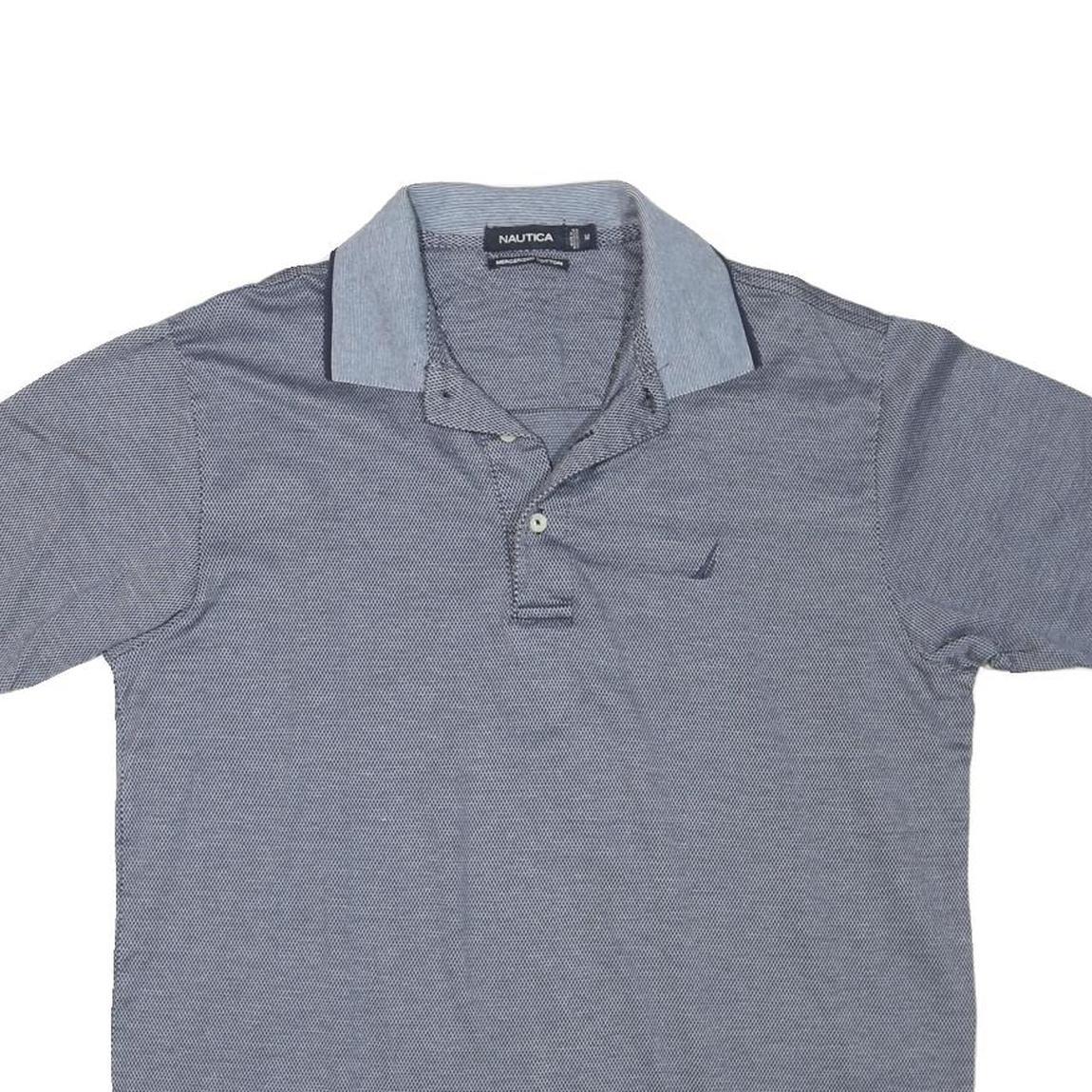 NAUTICA Mens Blue Short Sleeve Plain Polo Shirt M Cotton Blend Casual