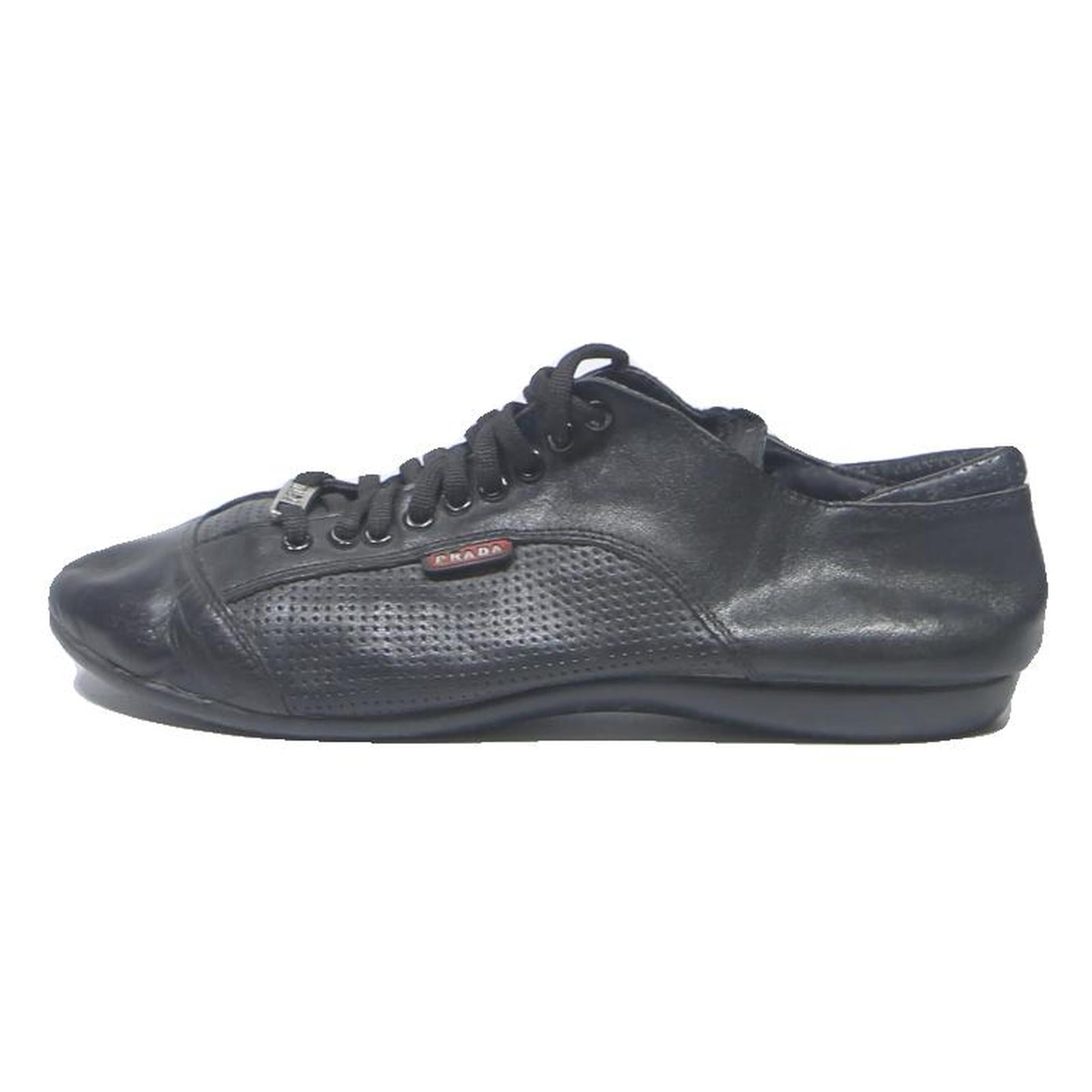 PRADA Boys Lace-Up Leather Black UK 4 Designer Casual Footwear