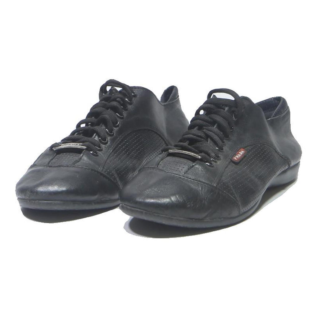 PRADA Boys Lace-Up Leather Black UK 4 Designer Casual Footwear