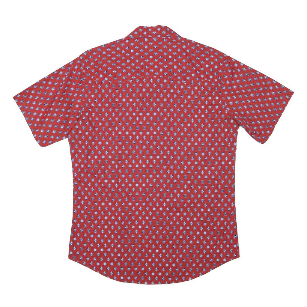 WRANGLER Mens Red Shirt S Cotton Blend Patterned Short Sleeve Casual