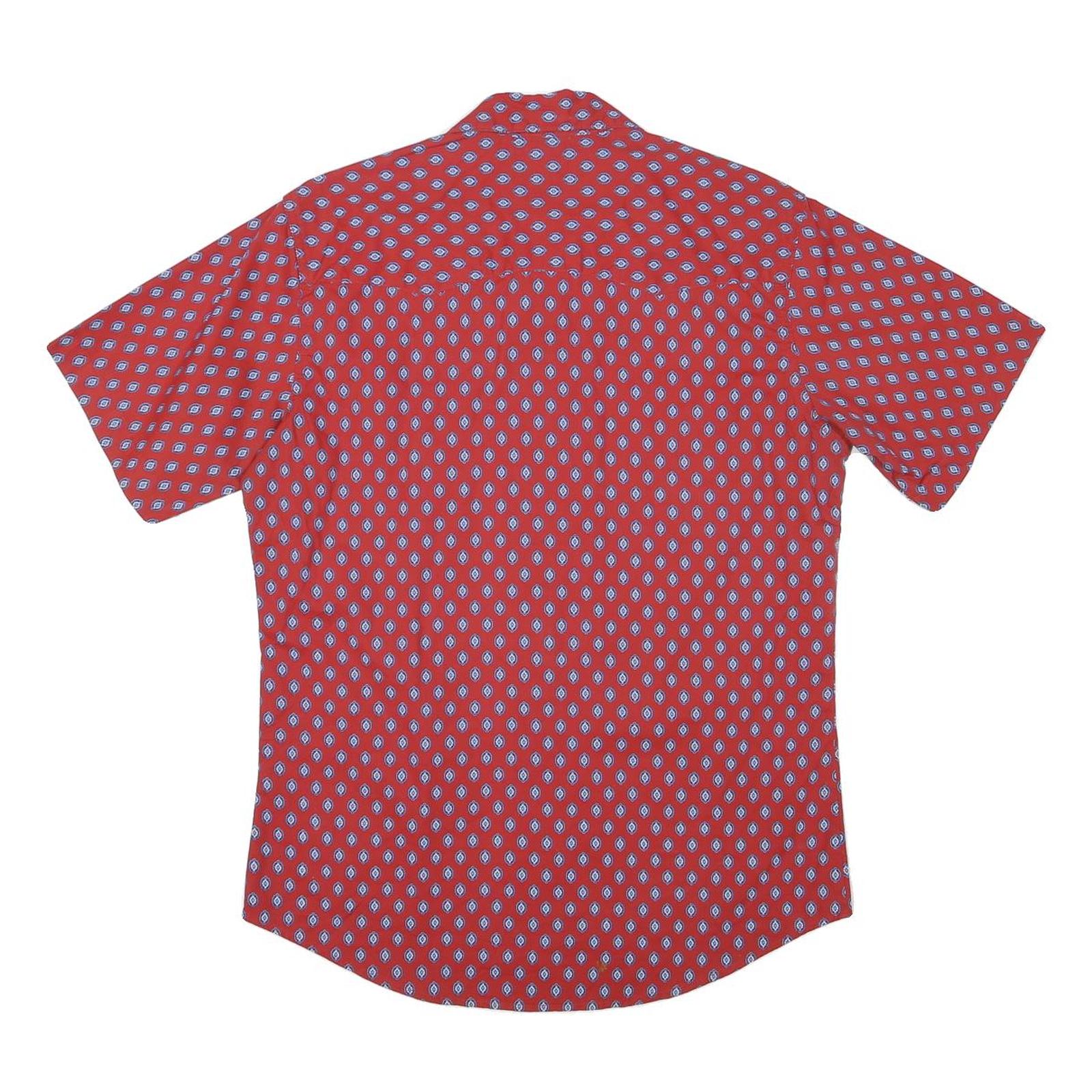 WRANGLER Mens Red Shirt S Cotton Blend Patterned Short Sleeve Casual