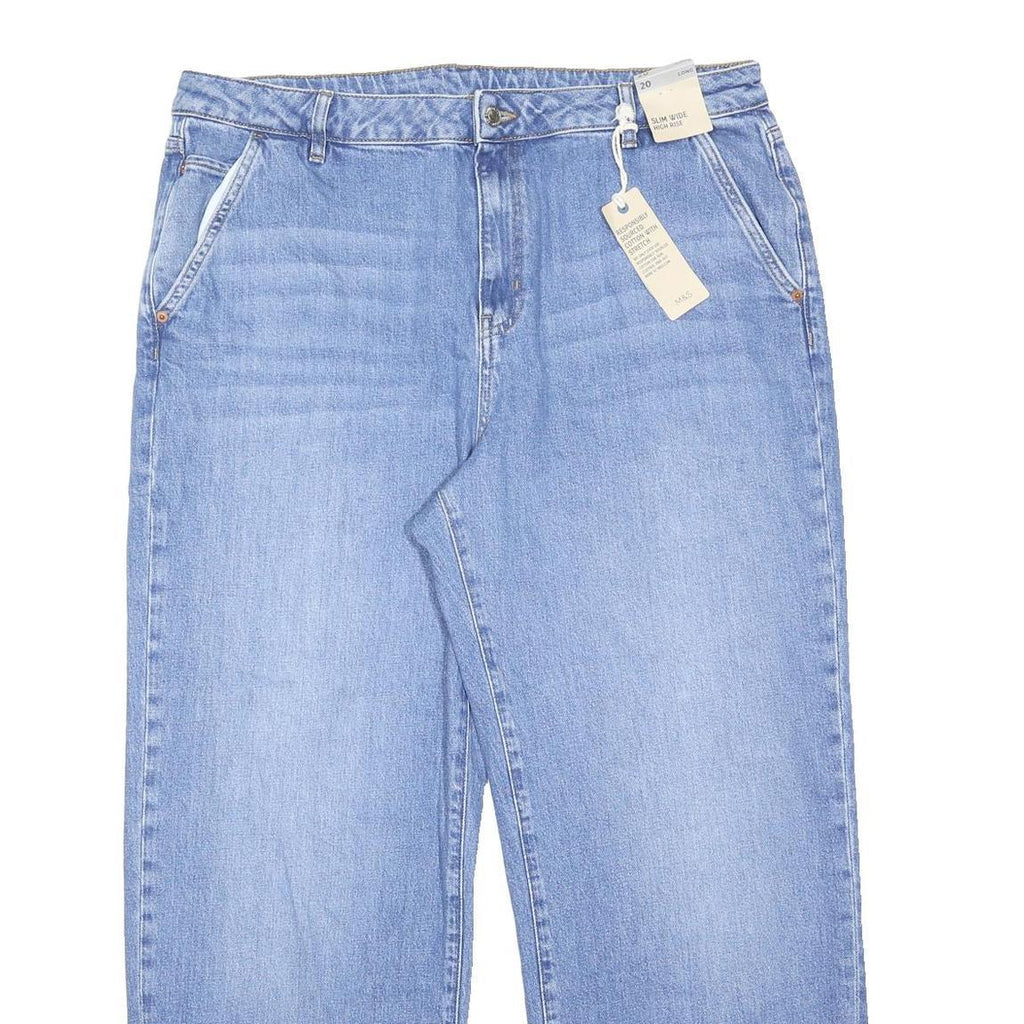 M&S Mens Jeans Blue Regular Straight Denim Light W40 L30 Casual Wear Zip