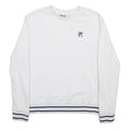 FILA Womens White Crew Neck Sweatshirt M Cotton Blend Striped Hem Casual