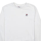 FILA Womens White Crew Neck Sweatshirt M Cotton Blend Striped Hem Casual