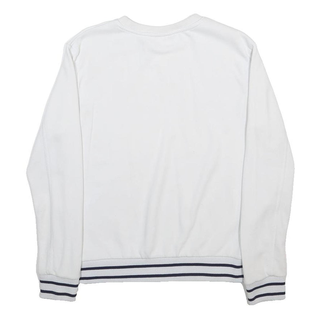 FILA Womens White Crew Neck Sweatshirt M Cotton Blend Striped Hem Casual