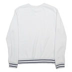 FILA Womens White Crew Neck Sweatshirt M Cotton Blend Striped Hem Casual