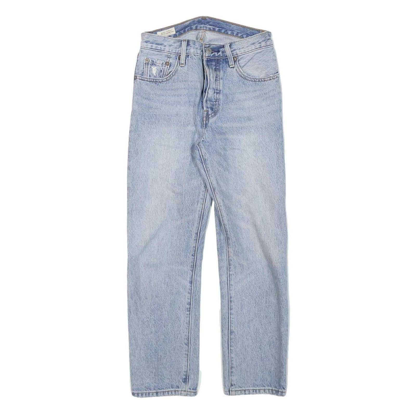 LEVI'S Womens Light Blue Denim Regular Fit Straight Leg Trousers W26 L25