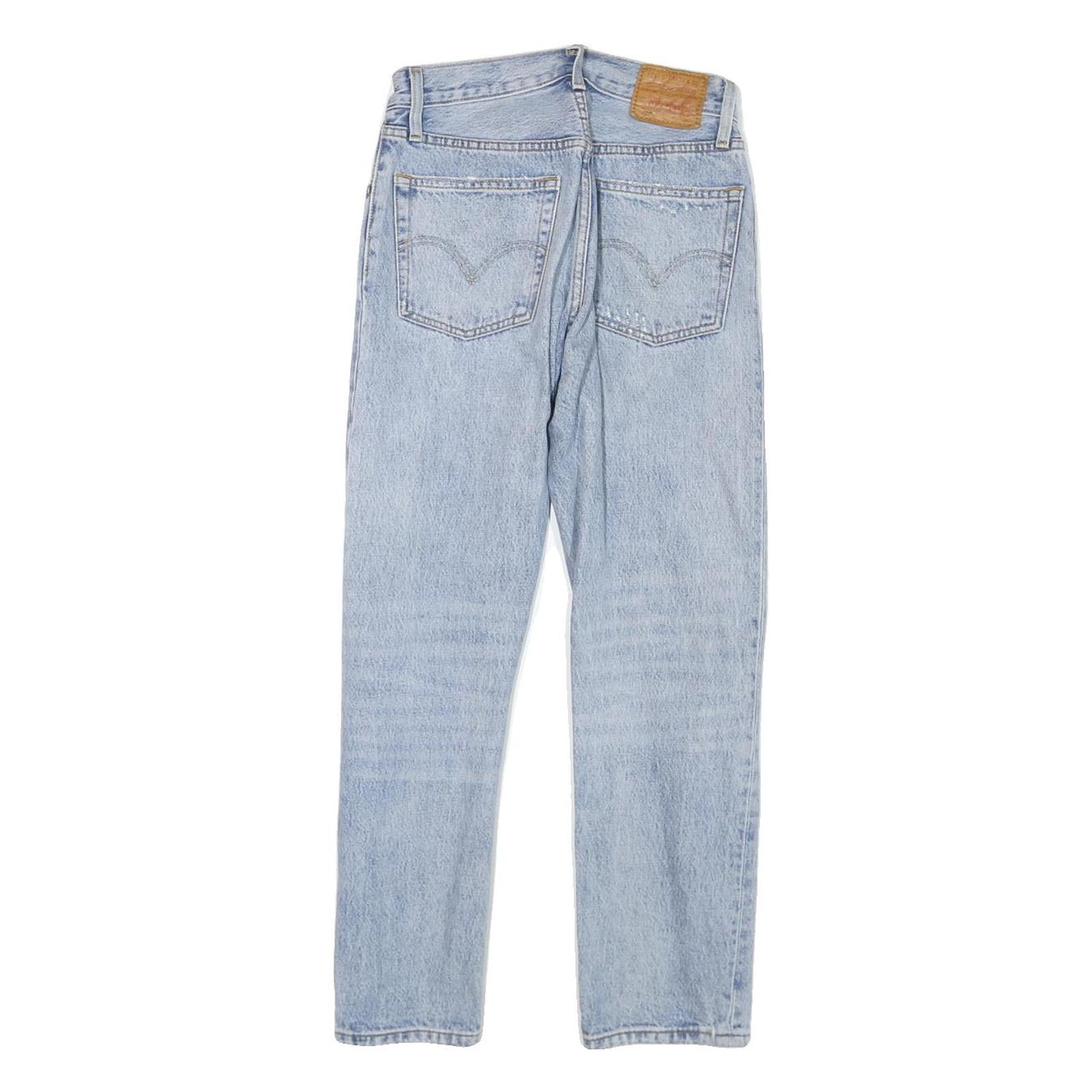 LEVI'S Womens Light Blue Denim Regular Fit Straight Leg Trousers W26 L25