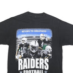 Mens Black Raiders Football Graphic T-Shirt M Short Sleeve Crew Neck Retro