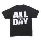 Mens Black Raiders Football Graphic T-Shirt M Short Sleeve Crew Neck Retro