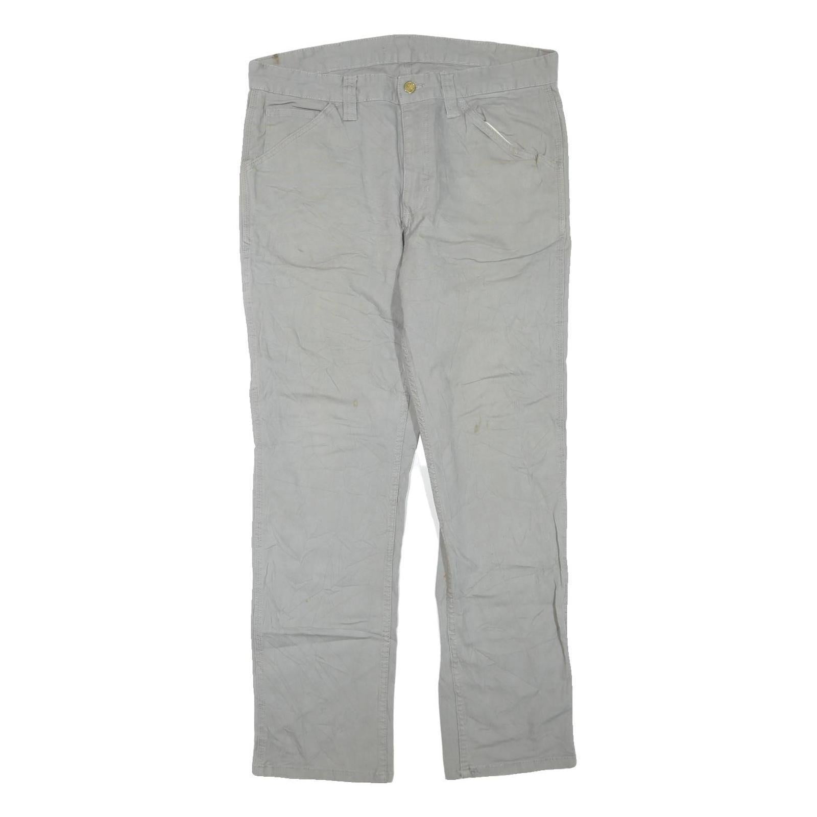 DICKIES Mens Jeans Beige Regular Straight Denim W36 L30 Cotton Blend Workwear