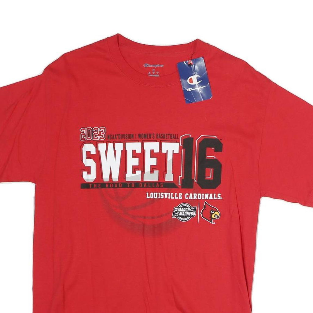 CHAMPION Mens Red Louisville Cardinals Sweet 16 Graphic T-Shirt M Short Sleeve