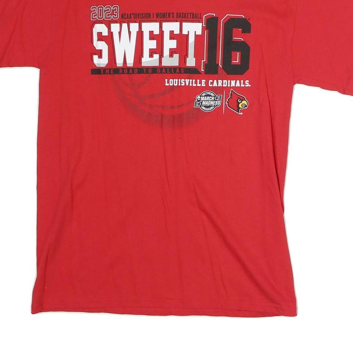 CHAMPION Mens Red Louisville Cardinals Sweet 16 Graphic T-Shirt M Short Sleeve