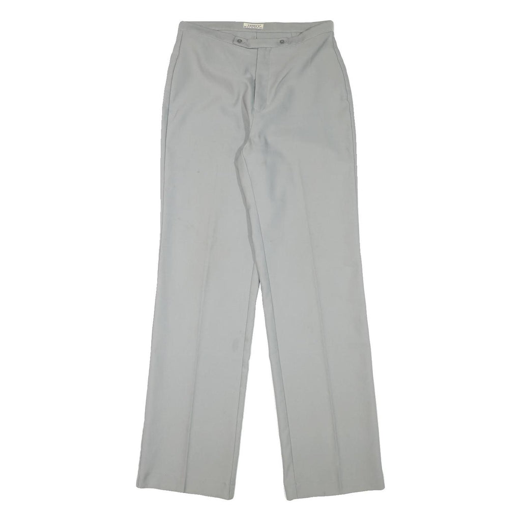 TEDDY'S Womens Polyester Blend Relaxed Straight Trousers W28 L32 Light Grey Zip