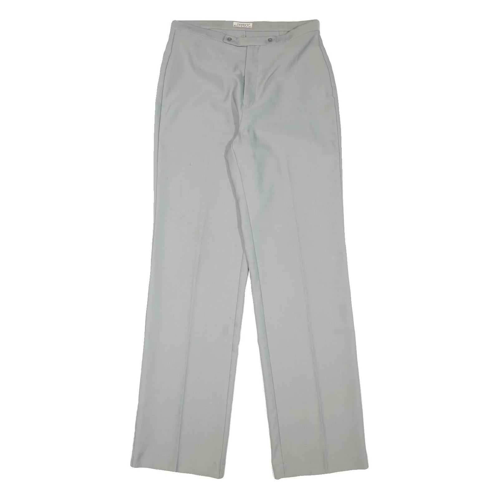 TEDDY'S Womens Polyester Blend Relaxed Straight Trousers W28 L32 Light Grey Zip