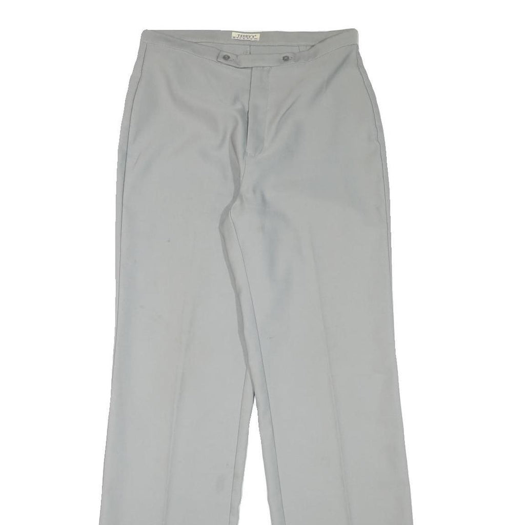 TEDDY'S Womens Polyester Blend Relaxed Straight Trousers W28 L32 Light Grey Zip
