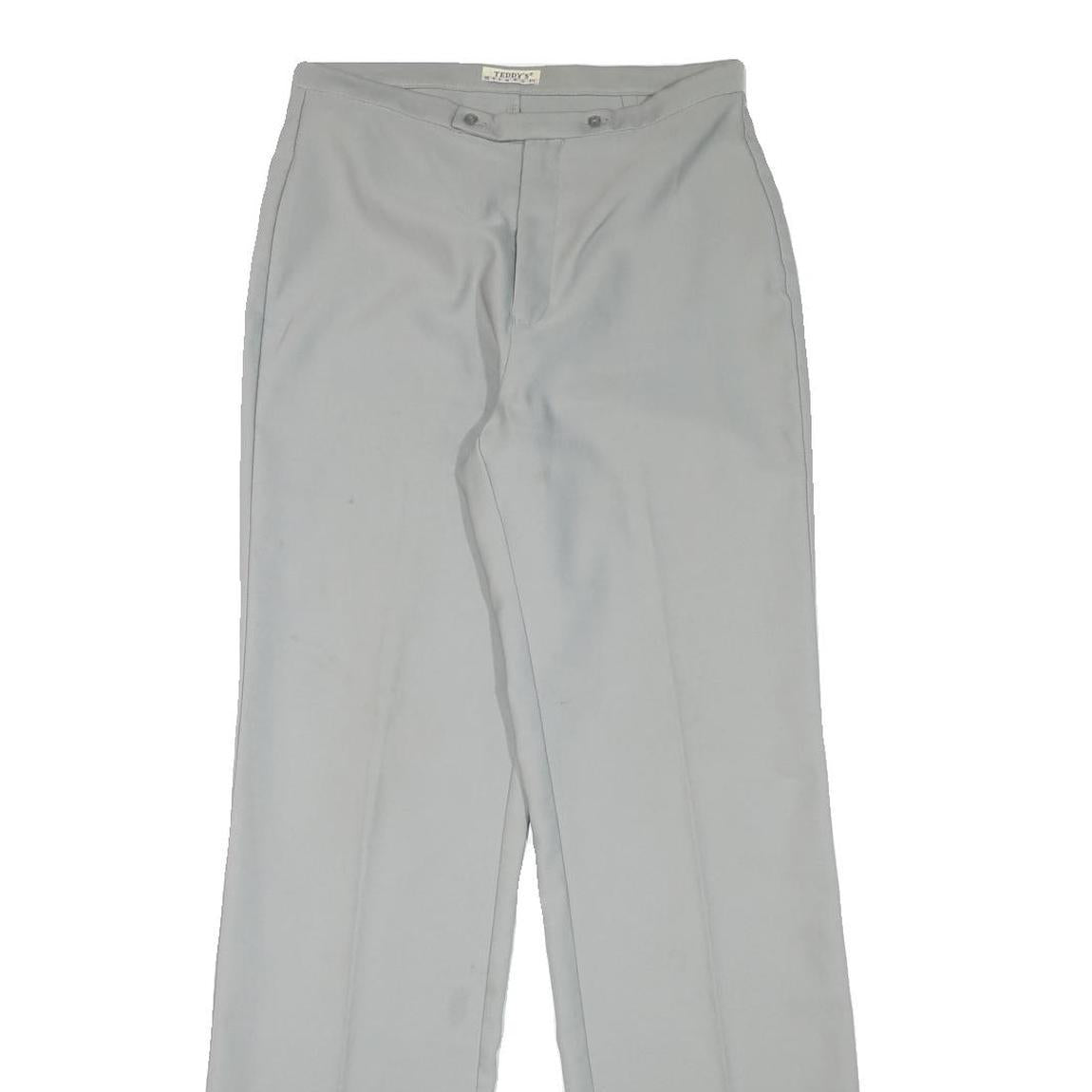 TEDDY'S Womens Polyester Blend Relaxed Straight Trousers W28 L32 Light Grey Zip