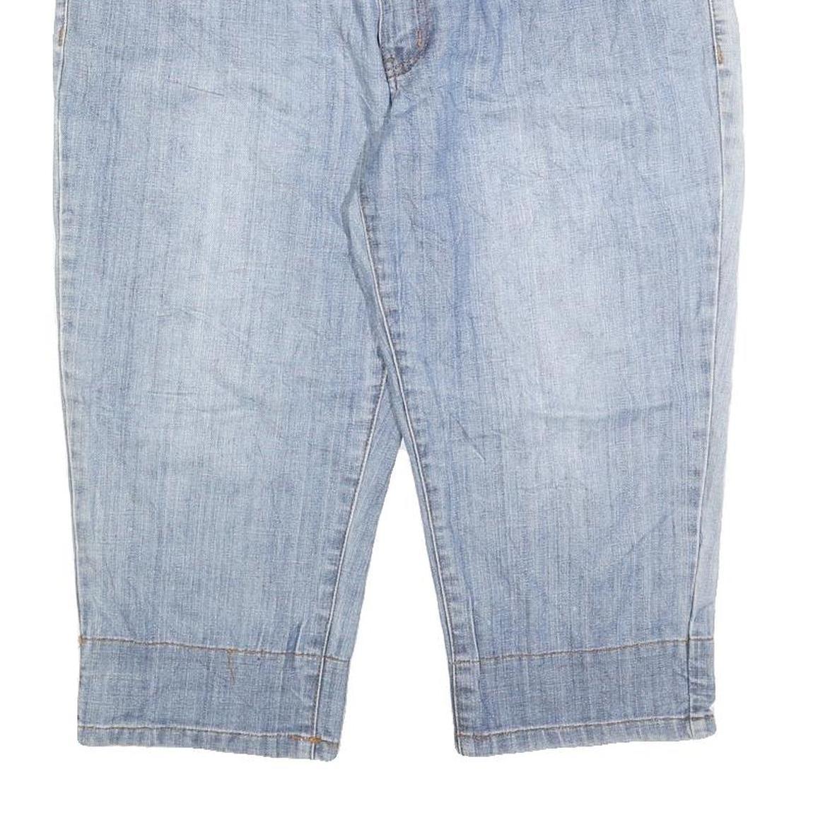 NEW FAME LEO Mens Light Blue Denim Casual Shorts L W34 Star Embroidery