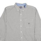 CHAPS Mens Grey & White Check Shirt XL Button-Down Collar Long Sleeve Cotton