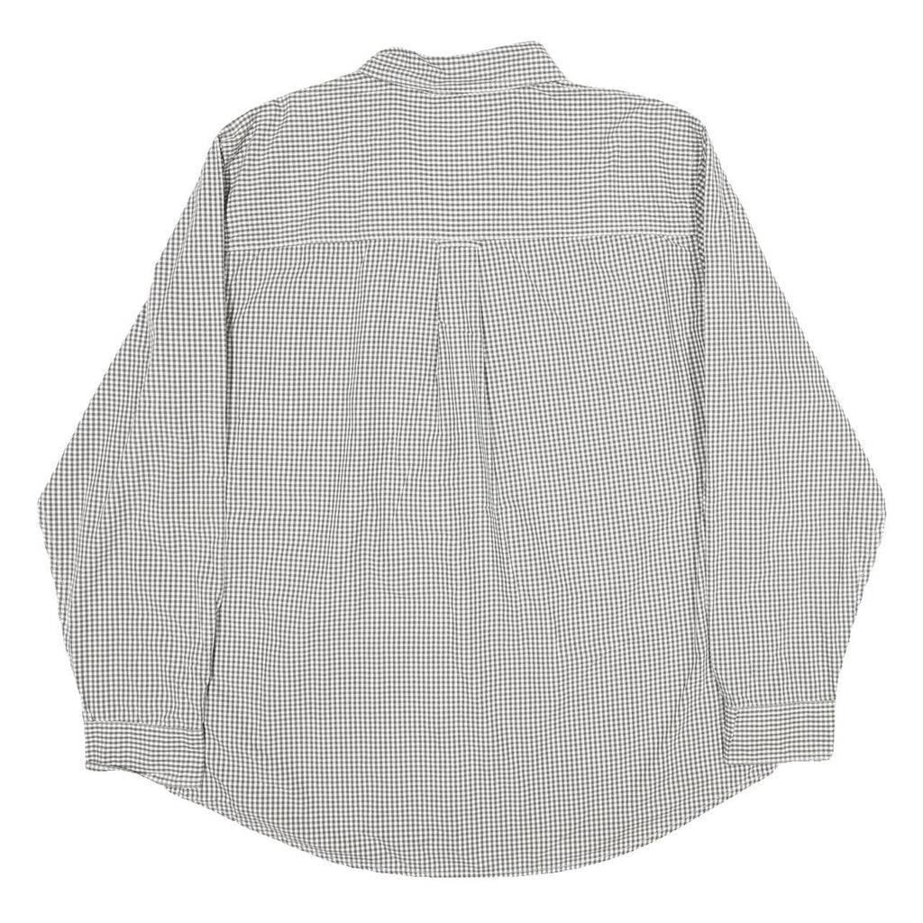 CHAPS Mens Grey & White Check Shirt XL Button-Down Collar Long Sleeve Cotton