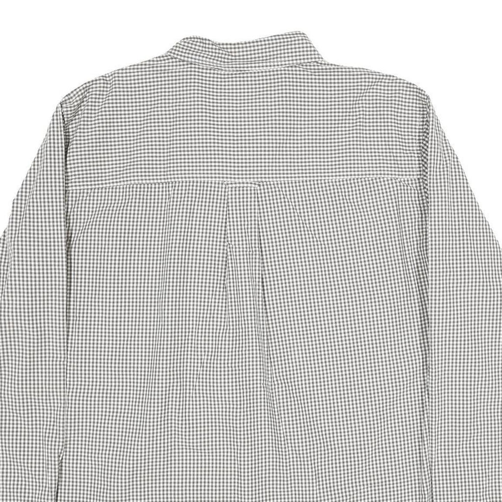 CHAPS Mens Grey & White Check Shirt XL Button-Down Collar Long Sleeve Cotton