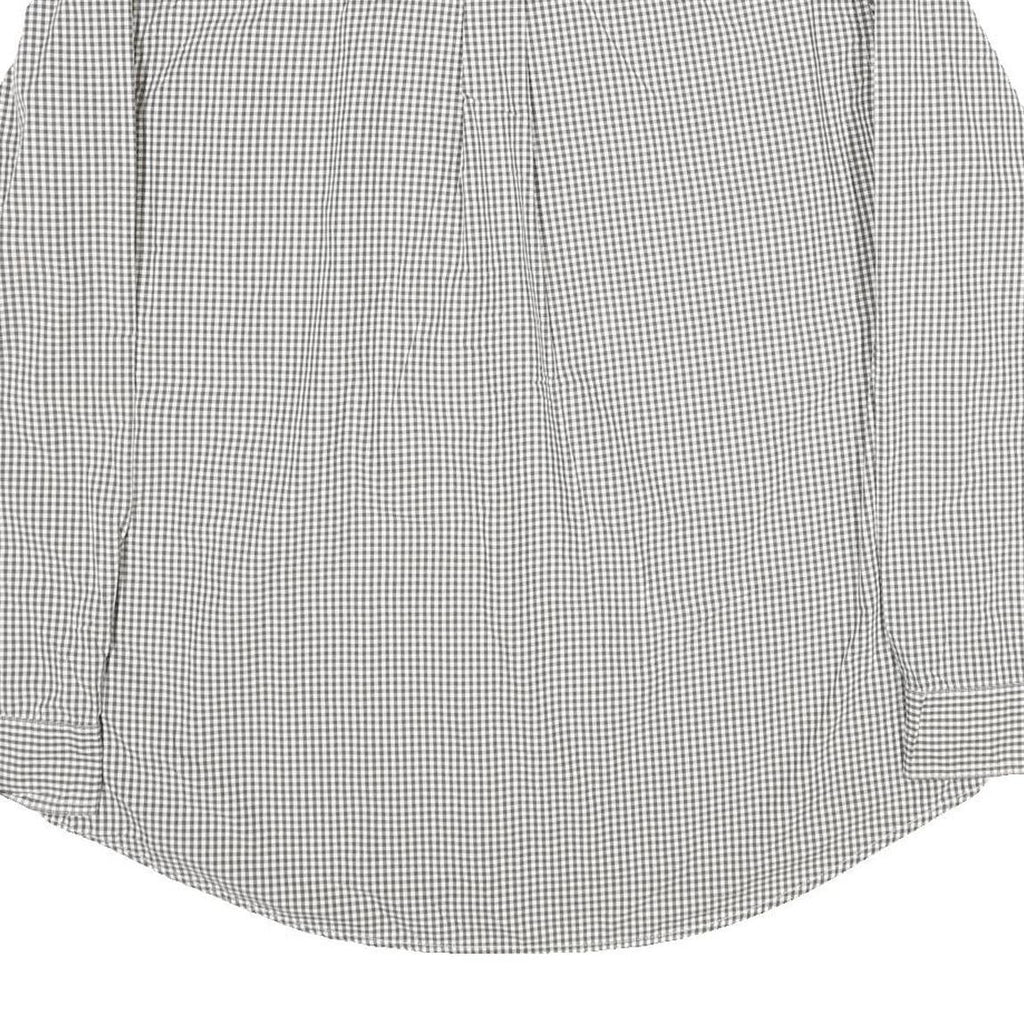 CHAPS Mens Grey & White Check Shirt XL Button-Down Collar Long Sleeve Cotton