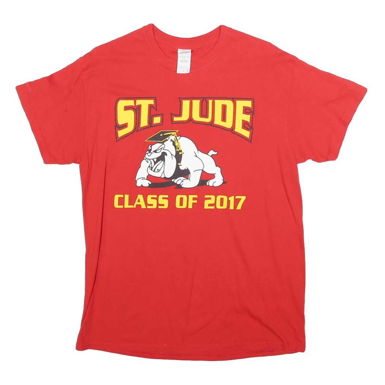 GILDAN Mens Red St Jude Class Of 2017 Graphic T-Shirt M Short Sleeve Crew Neck