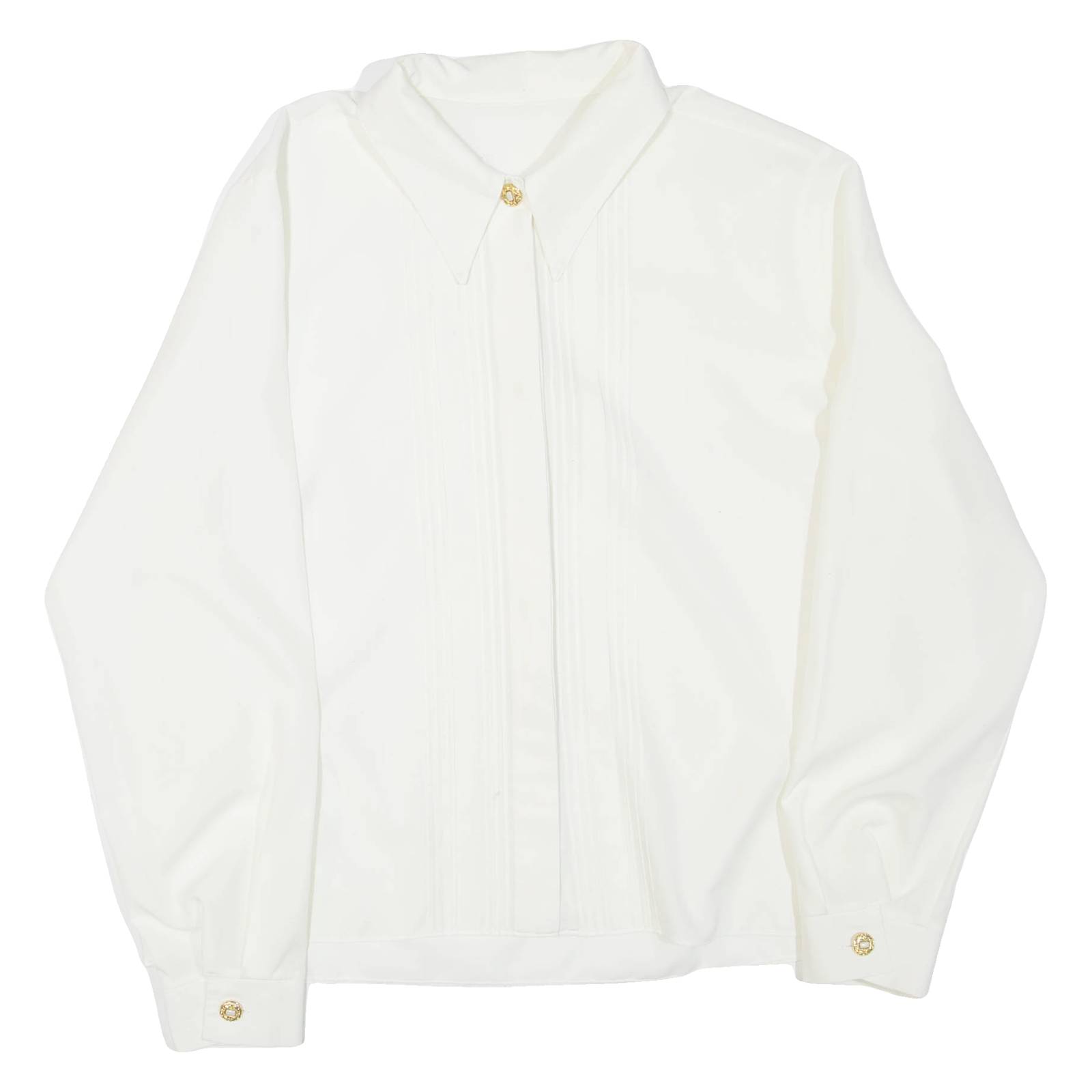 Womens Shirt White Collared Long Sleeve L