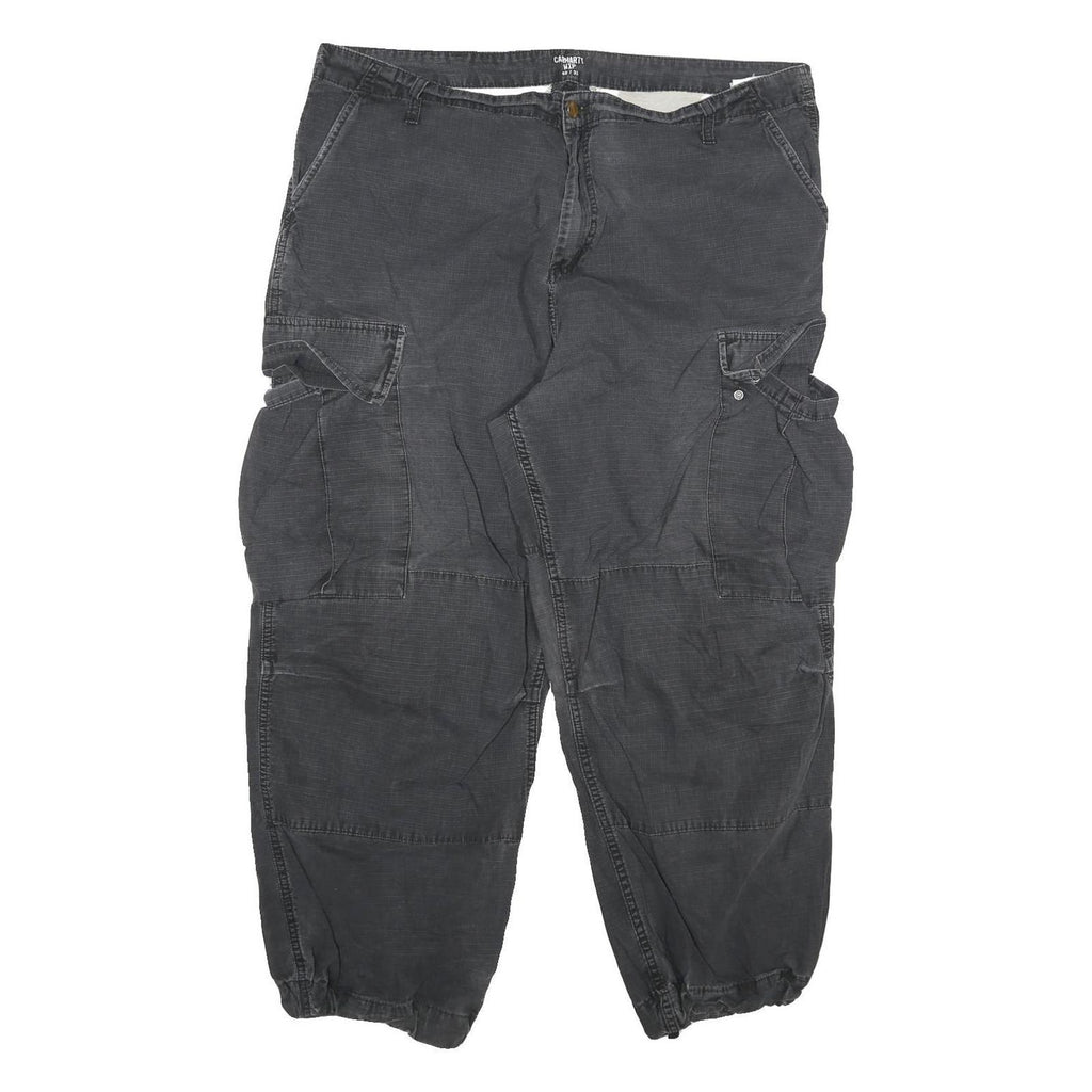 CARHARTT Mens Cotton Blend Relaxed Cargo Trousers W40 L27 Black Workwear Zip