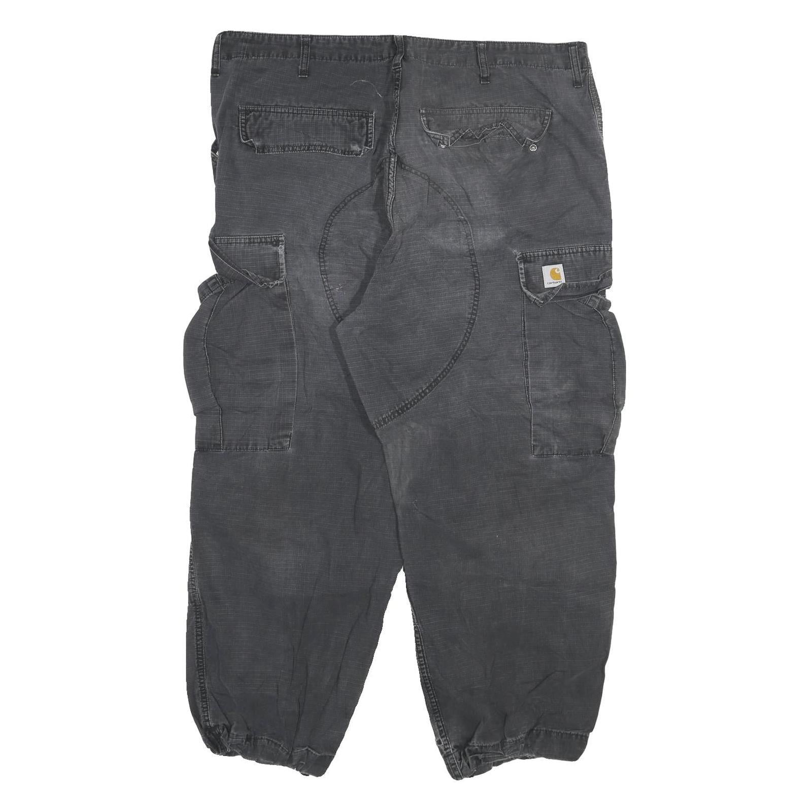 CARHARTT Mens Cotton Blend Relaxed Cargo Trousers W40 L27 Black Workwear Zip