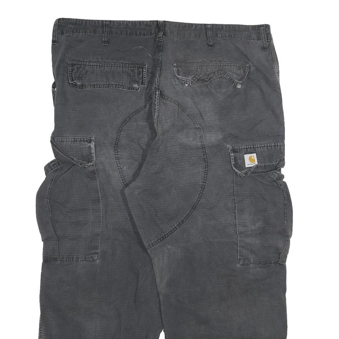 CARHARTT Mens Cotton Blend Relaxed Cargo Trousers W40 L27 Black Workwear Zip