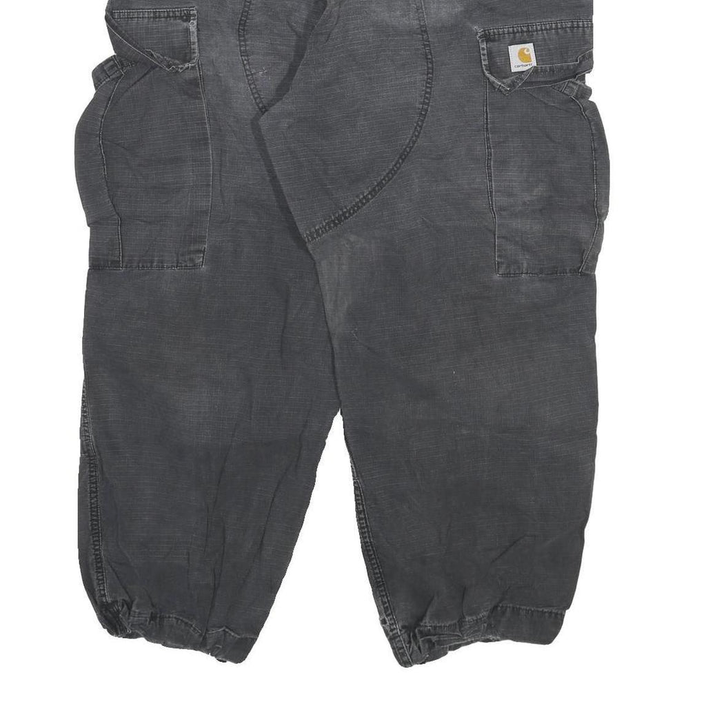 CARHARTT Mens Cotton Blend Relaxed Cargo Trousers W40 L27 Black Workwear Zip