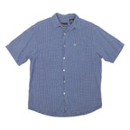NAUTICA Mens Blue Check Shirt M Cotton Blend Casual Button-Down Short Sleeve