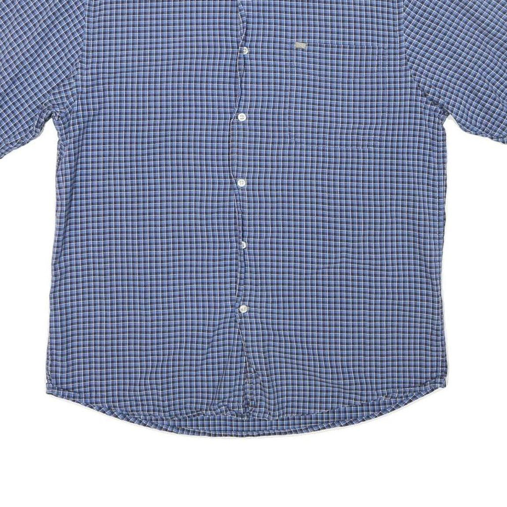NAUTICA Mens Blue Check Shirt M Cotton Blend Casual Button-Down Short Sleeve