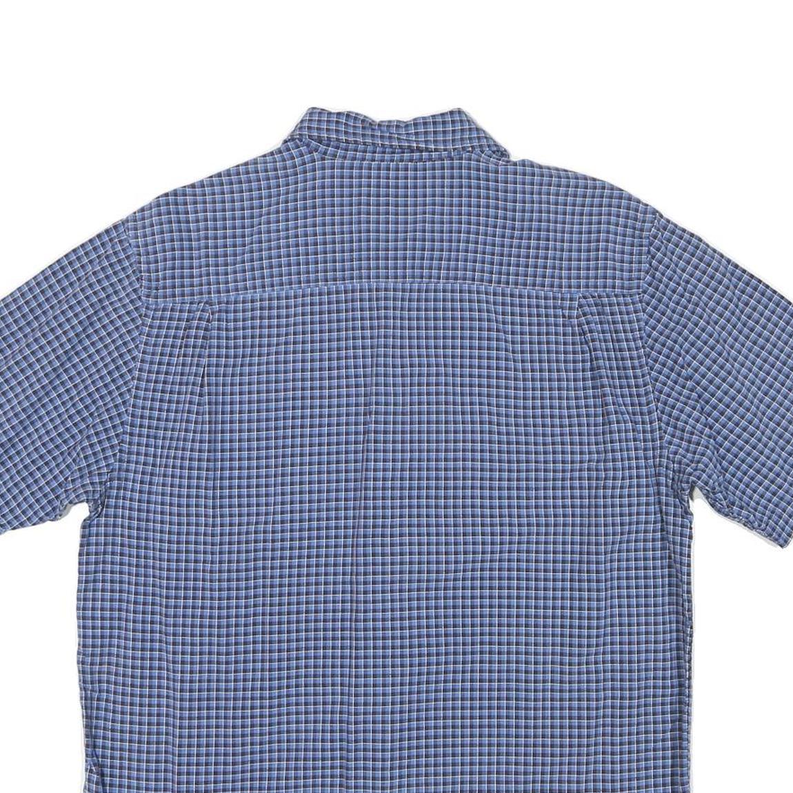 NAUTICA Mens Blue Check Shirt M Cotton Blend Casual Button-Down Short Sleeve