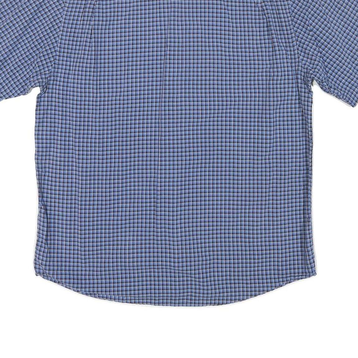 NAUTICA Mens Blue Check Shirt M Cotton Blend Casual Button-Down Short Sleeve
