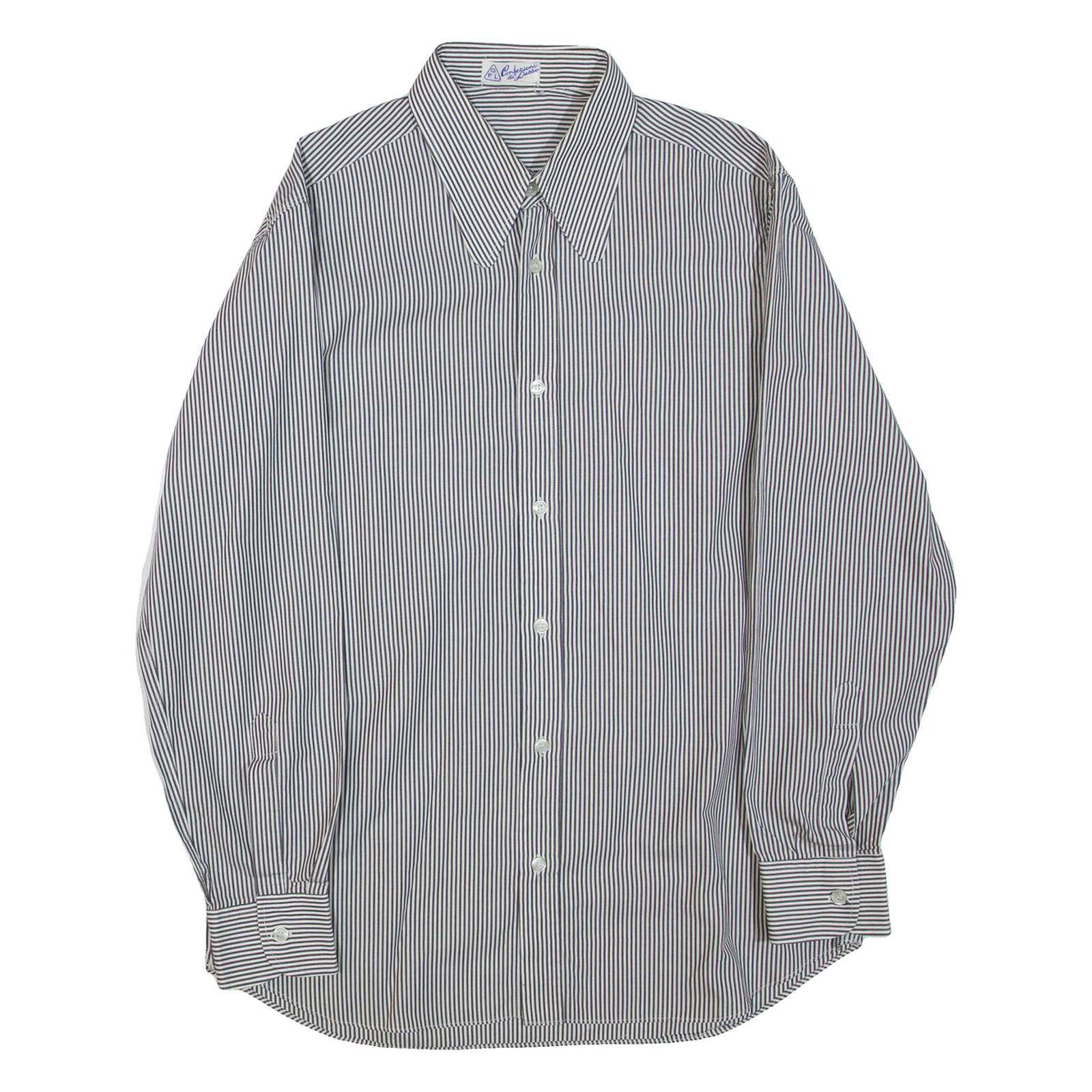 CONFEZIONI DE LUSSO Mens Shirt Black Striped Long Sleeve M